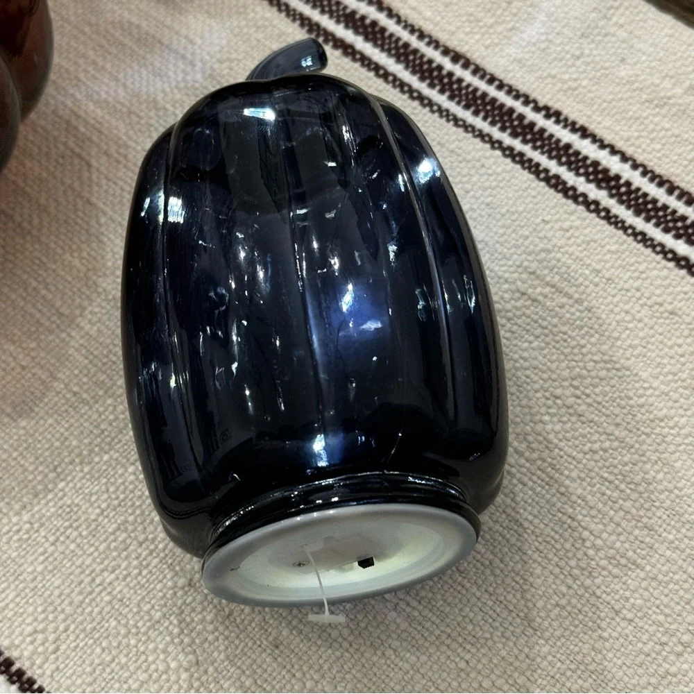 Bulleyes Navy Blue Glass Pumpkins 🎃 Decor